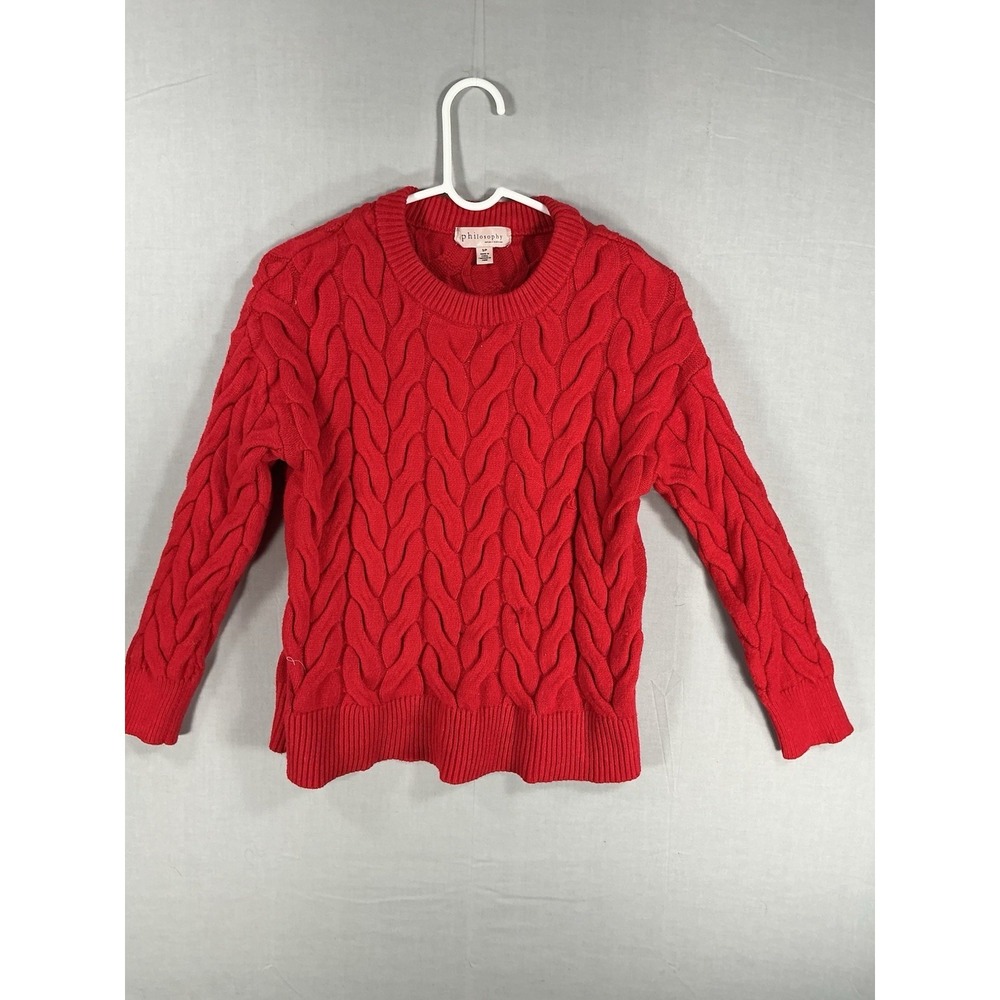 Women's Philosophy crew neck Sweater Size S Red Cable Knit long sleeve